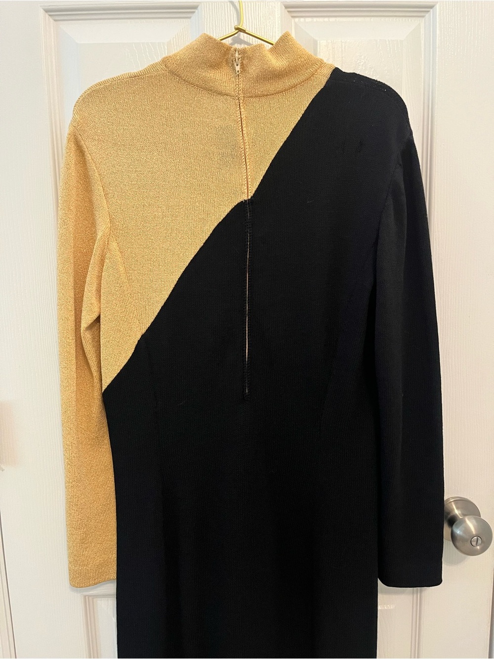 St. John Evening by Marie Gray Vintage Black & Gold Metallic Knit Maxi Dress - Picture 13 of 16